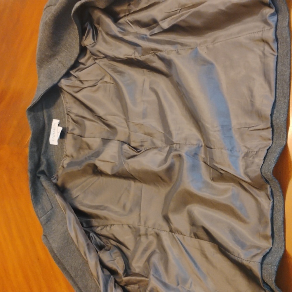 Carmen Blazer, Gray, Open Front, Lined, Zipper Pockets, Size 8 - Picture 4 of 6
